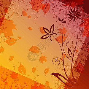 秋季矢量背景 Eps10插图作品橙子漩涡叶子植物框架背景图片