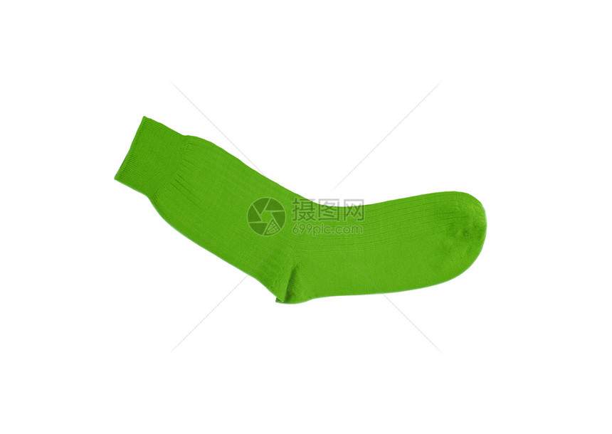 白背景隔离的绿袜子图片