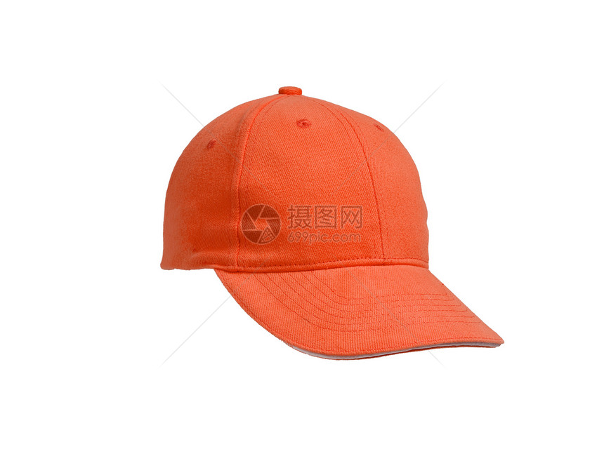 新的橙色棒球底球帽 以白色背景隔离图片