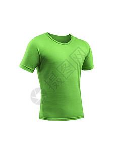 白色背景隔离的绿色T恤衫袖子剪贴画棉布运动衣领夹克纺织品套装衣服马球背景图片