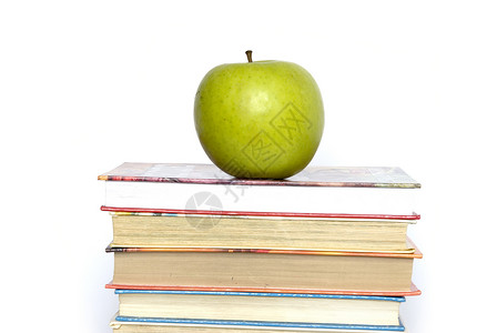 书本绿色水果图书生产生活学校白色教育背景图片