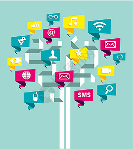 社交媒体网络商业树种背景图片