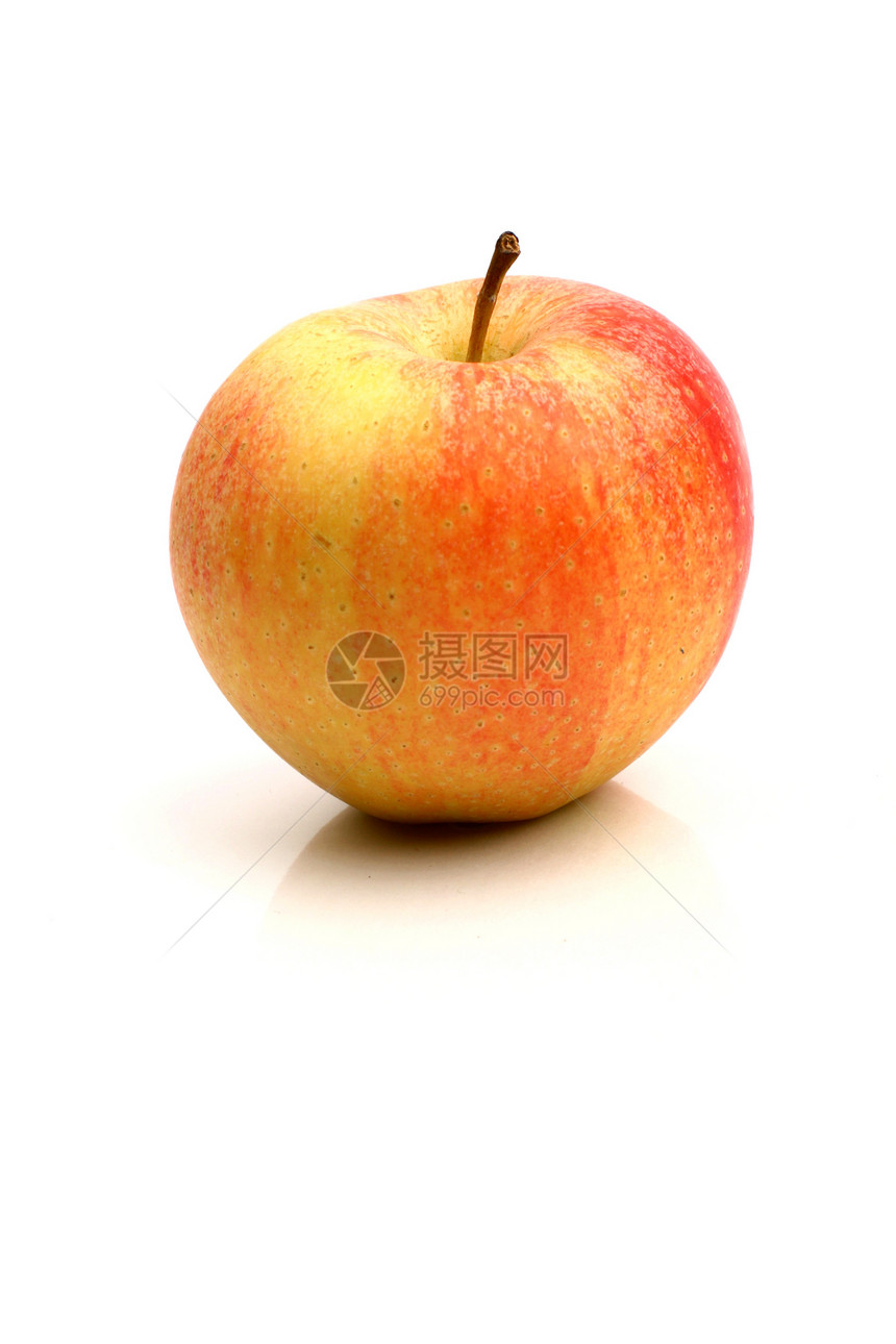 一个苹果叶子生态果汁甜点宏观水果花园饮食食物市场图片