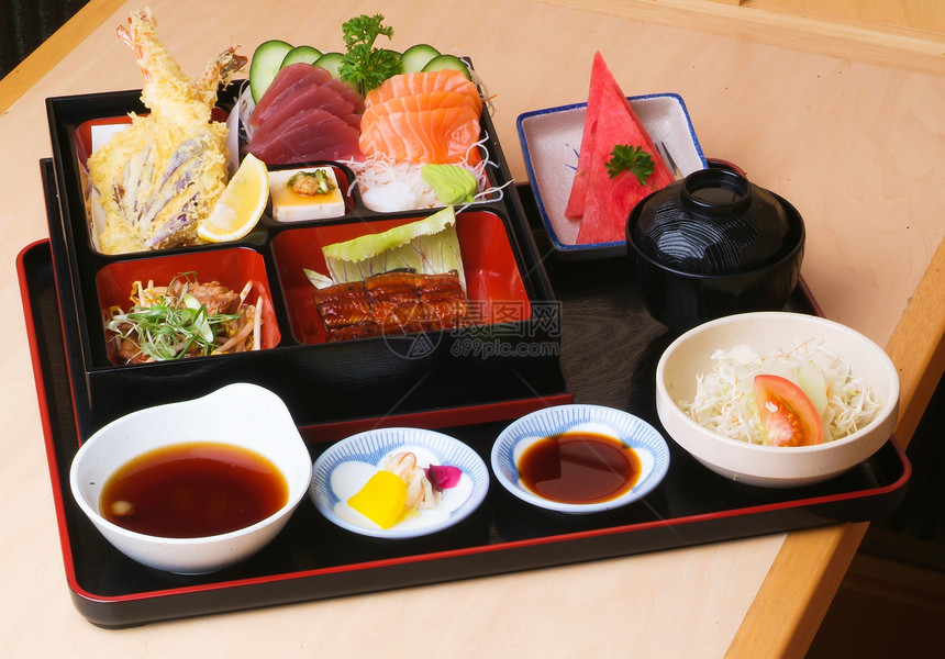 日本本托午餐套餐蔬菜美食沙拉叶子餐厅食物盒子文化寿司海鲜图片
