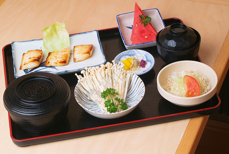 日本本托午餐套餐便当美味食物餐厅螃蟹文化蔬菜叶子海藻盒子背景图片