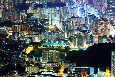 香港市中心 夜中高处风景摩天大楼地标城市建筑物天际办公室背景图片