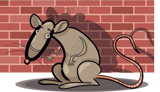 反砖墙的卡通大鼠背景图片