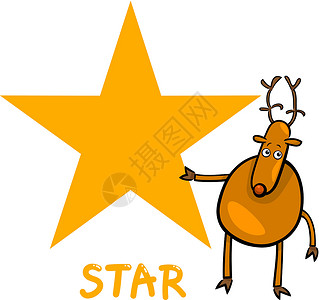 带有卡通鹿的恒星形状背景图片