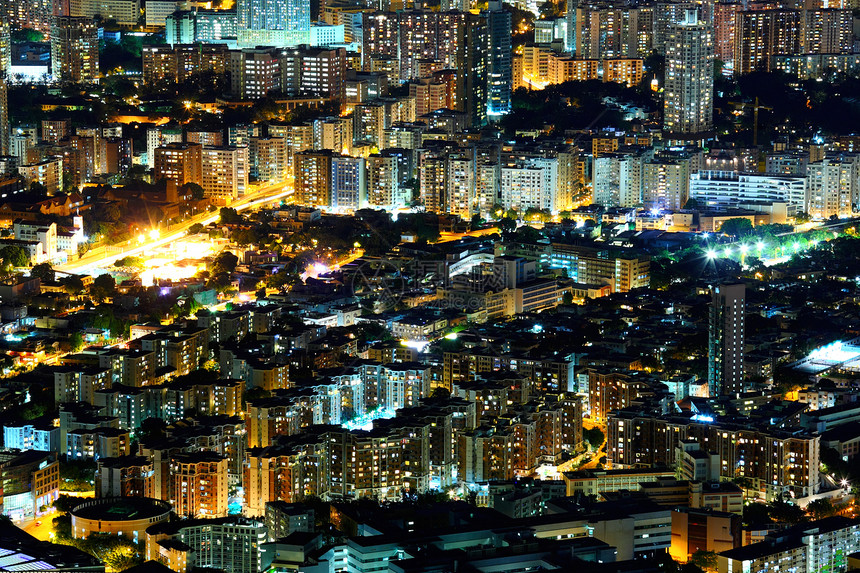 香港市中心 夜中高处风景天际城市办公室地标摩天大楼建筑物图片