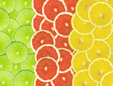 柑橘切片摘要背景 特写 工作室照片摄影活力橙子红色柠檬食物框架柚子宏观绿色背景图片