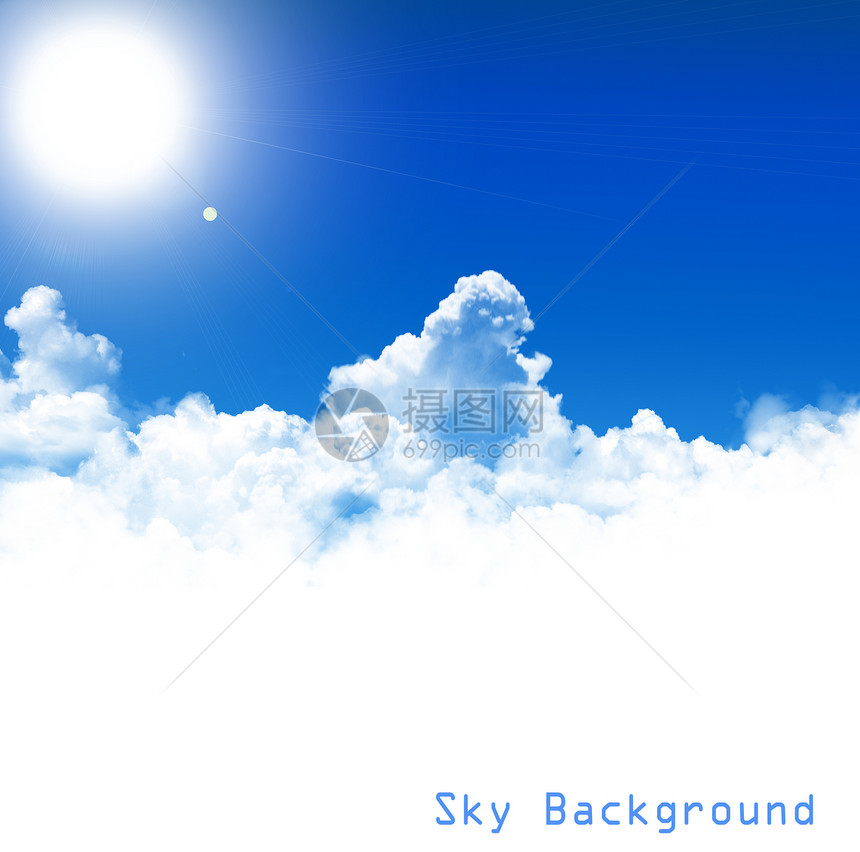 蓝色天空背景射线晴天天气阳光环境季节天堂天蓝色光束气候图片