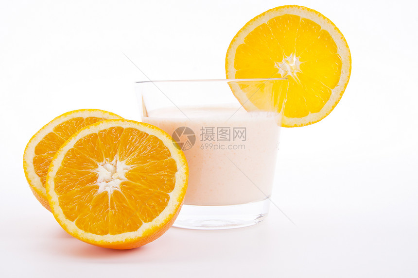 橙酸奶和甜甜点被孤立茶点营养健康奶制品热带异国冰沙情调奶油甜点图片