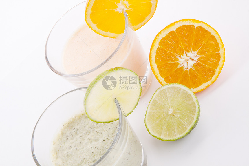 鲜新鲜美味的石灰和橙酸酸奶奶油产品甜点营养早餐节食饮料热带饮食奶制品液体图片