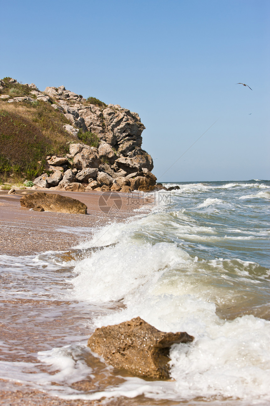 海的暴风气候海景海浪海洋天气场景石头岩石海滩海岸线图片