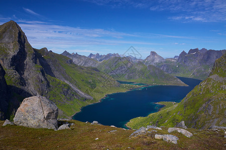 挪威风景全景胜地大豆峡湾山脉山峰旅游高清图片