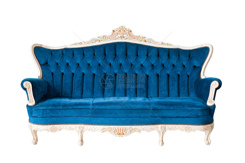 与世隔绝的蓝色沙发装饰扶手椅家具雕刻皮革装潢皇家椅子古董奢华图片