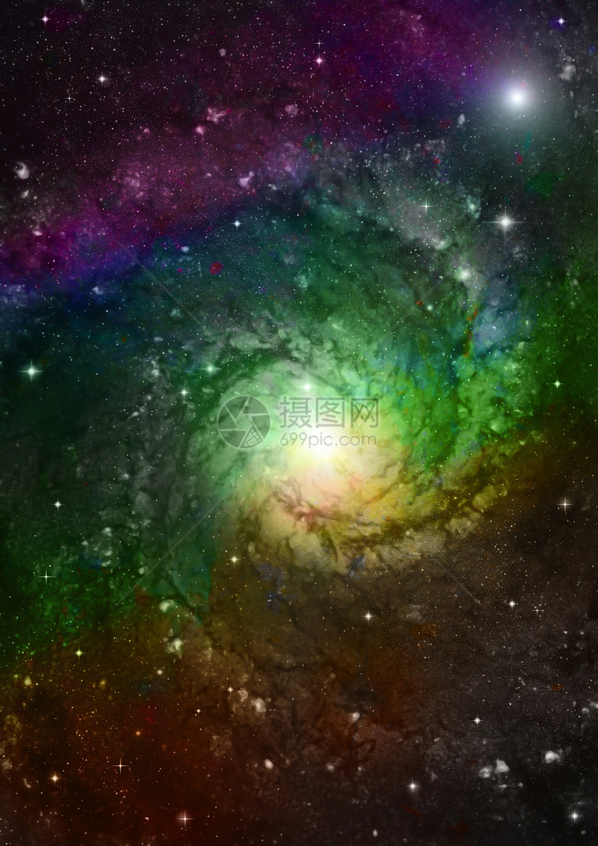 遥远的螺旋星系光环辉光辉煌火花星云蓝色宇航员飞船插图天文学图片