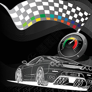 表仪器黑色背景的赛车设计竞赛汽车运动车道公式驾驶冠军海报横幅速度设计图片