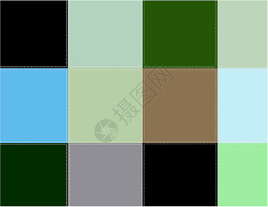 彩色方形粘贴数字插图绘画缝合棕色蓝色绿色瓶子紫色咖啡背景图片