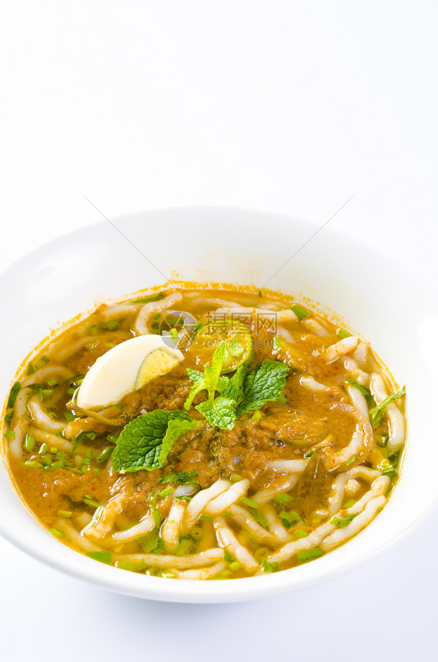 马来西族著名食品面条蔬菜肉汤柠檬黄瓜食物薄荷筷子辣椒叶子图片