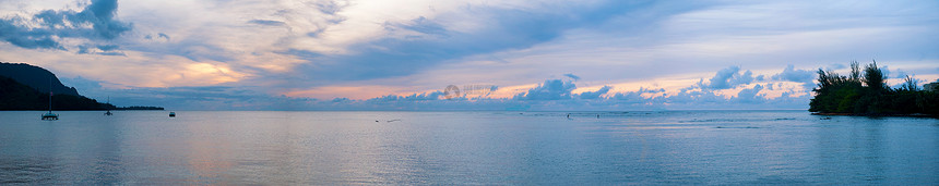 Hanalei湾 夏威夷日落全景图片