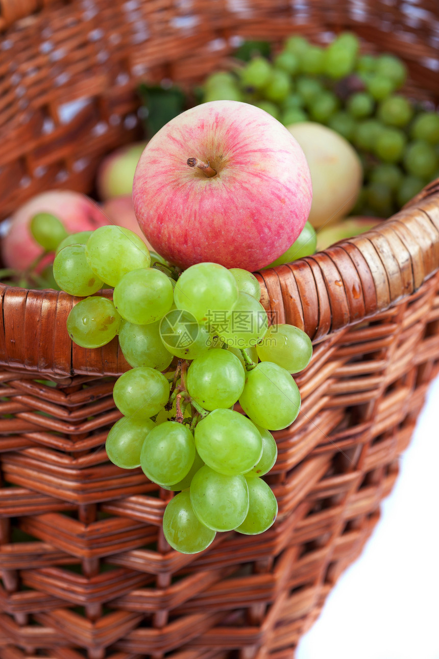 苹果和葡萄静物甜点维生素收成团体水果坡度营养篮子食物图片