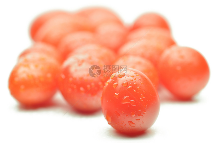 新鲜红樱桃红番茄食物白色茶点蔬菜水果西红柿活力图片