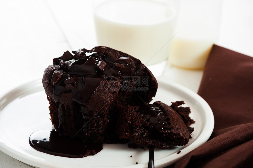 巧克力松饼配料包子小吃蛋糕糕点早餐液体敷料牛奶勺子图片