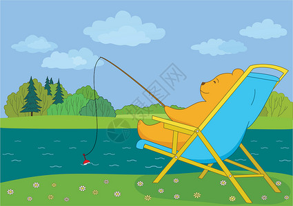 小囧熊钓鱼躺椅环境高清图片