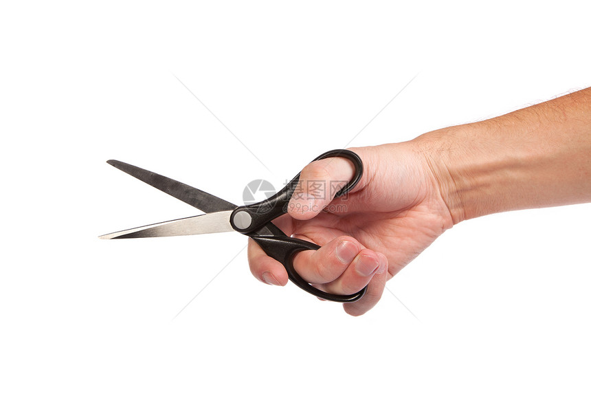 手握剪刀孤立理发师审查剪切刀刃剪辑乐器工具制度拇指男人图片