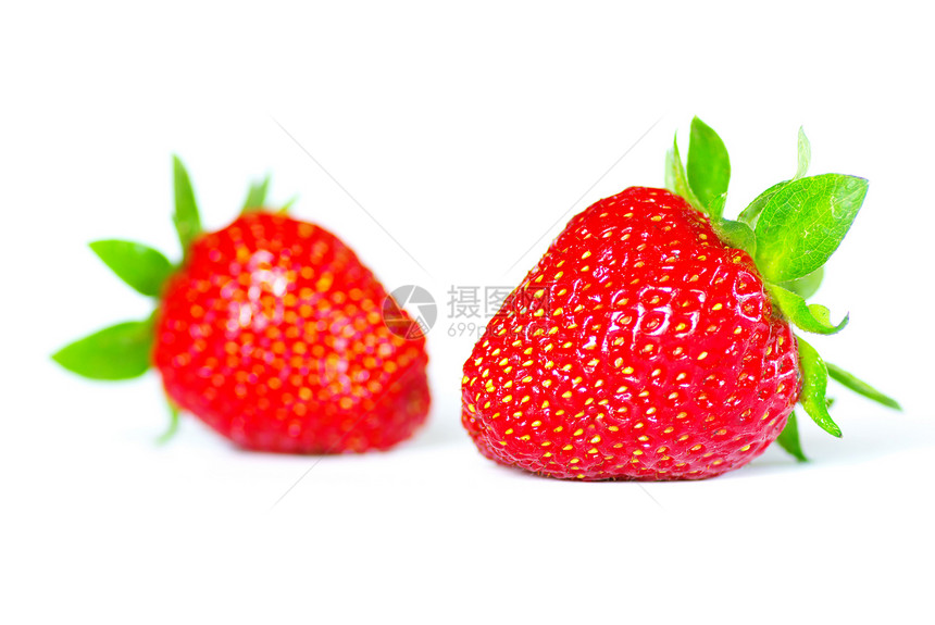 草莓水平果实蔬菜叶子宏观食物白色水果红色绿色图片