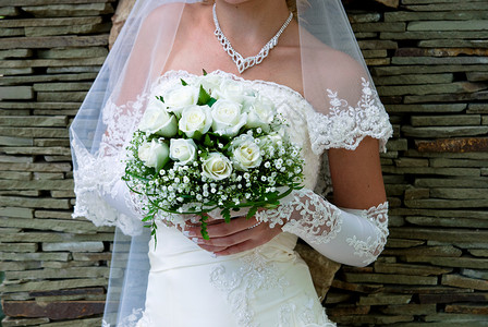 新娘花束女性结婚婚礼玫瑰新人婚姻妻子庆典背景图片