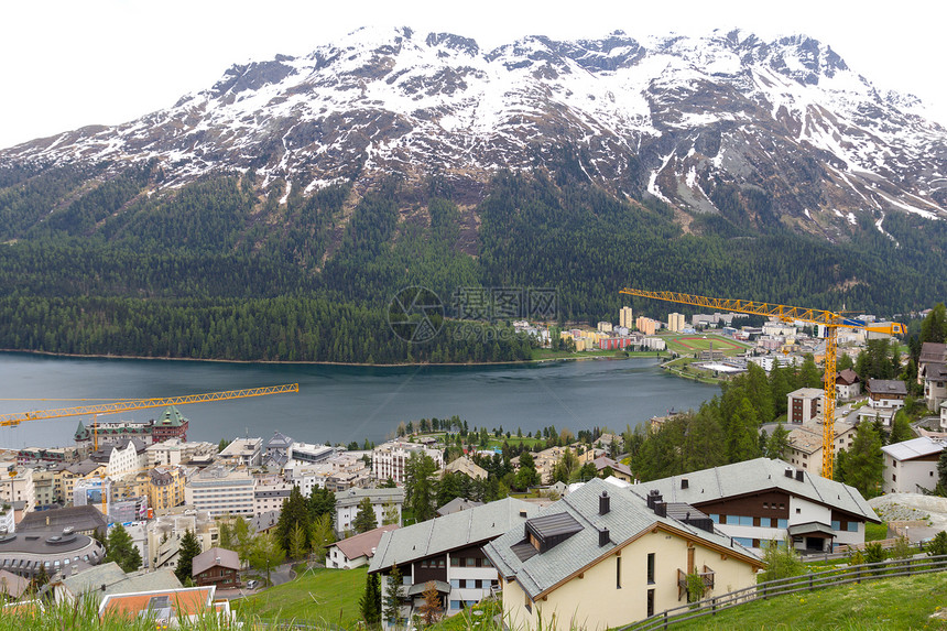 瑞士圣莫里茨景观风景社会游客城市反射旅行村庄图片