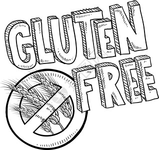 谷物胚芽Gluten 免费食品标签草图插画