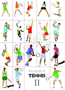 网球选手的二号大插头第二 彩色矢量插图背景图片