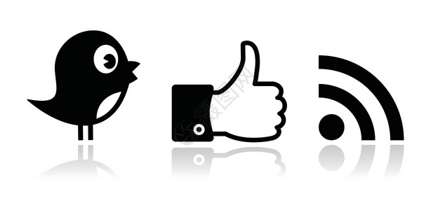新品加推推特 Facebook RSS黑色光彩图标集设计图片