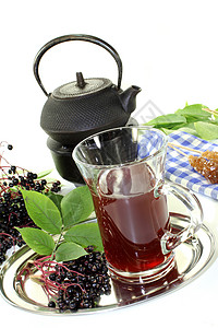 大莓茶植物浆果绿色灌木水果药材白色树叶叶子黑色高清图片