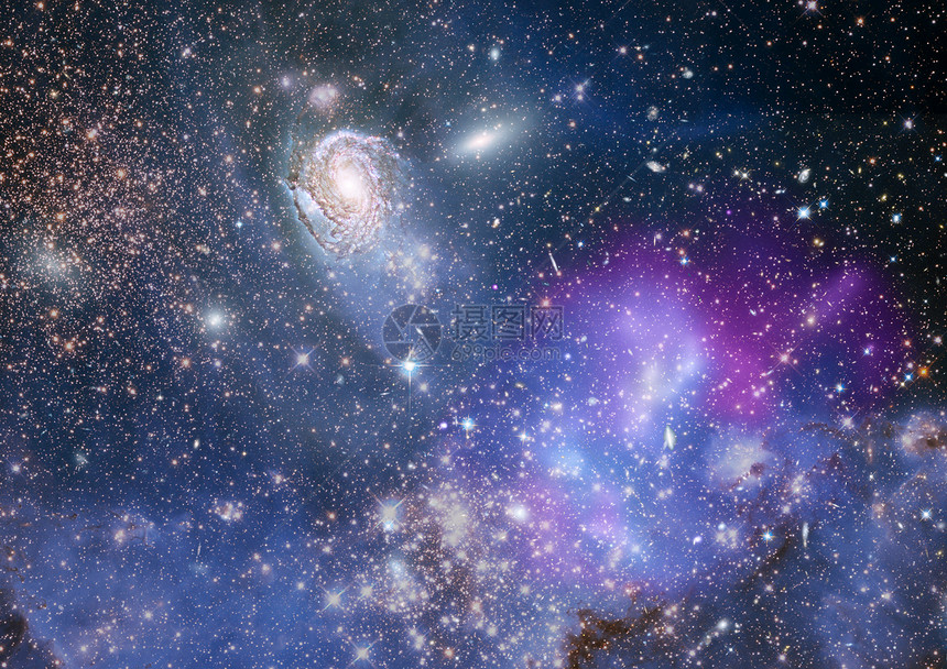 遥远的银河系辉煌宇宙蓝色星云望远镜天文学紫色星星飞船微光图片