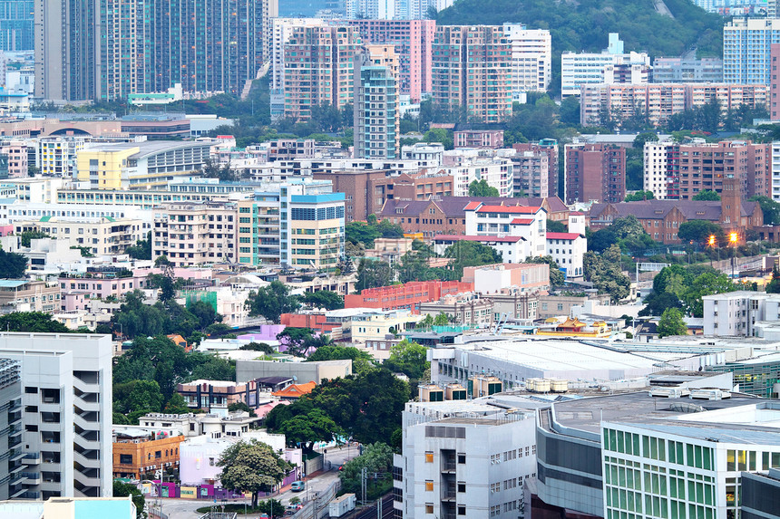香港拥挤的大楼建筑抵押住房多层窗帘百叶窗住宅摩天大楼生活财产图片