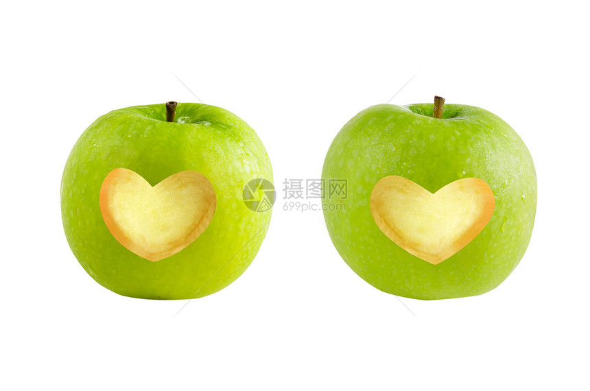 两个苹果食物营养白色绿色水果图片