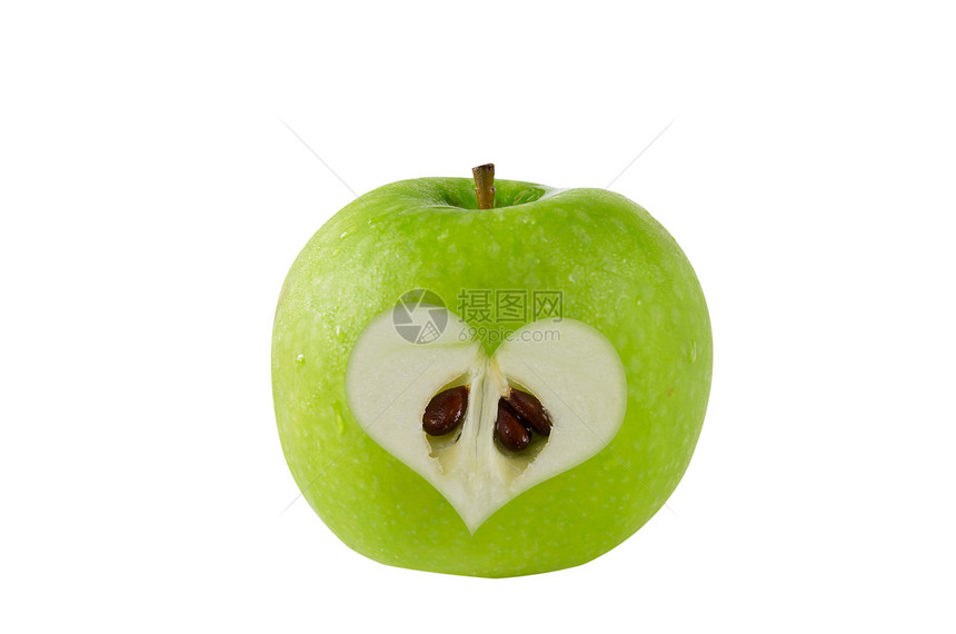 绿苹果食物绿色水果营养白色图片