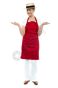女厨师全长的冷酷肖像背景图片