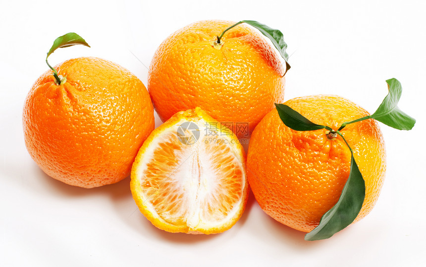 带绿叶的里普国语生活饮料团体水果白色甜点宏观橙子热带绿色图片