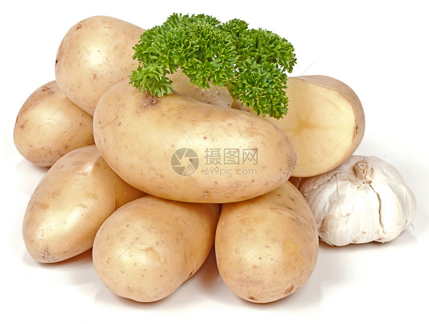 土豆和含面卷皮的马铃薯宏观蔬菜白色食物饮食淀粉香菜图片