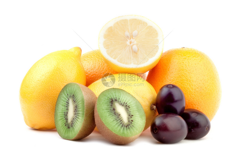 水果协定食物白色橙子柠檬奇异果图片