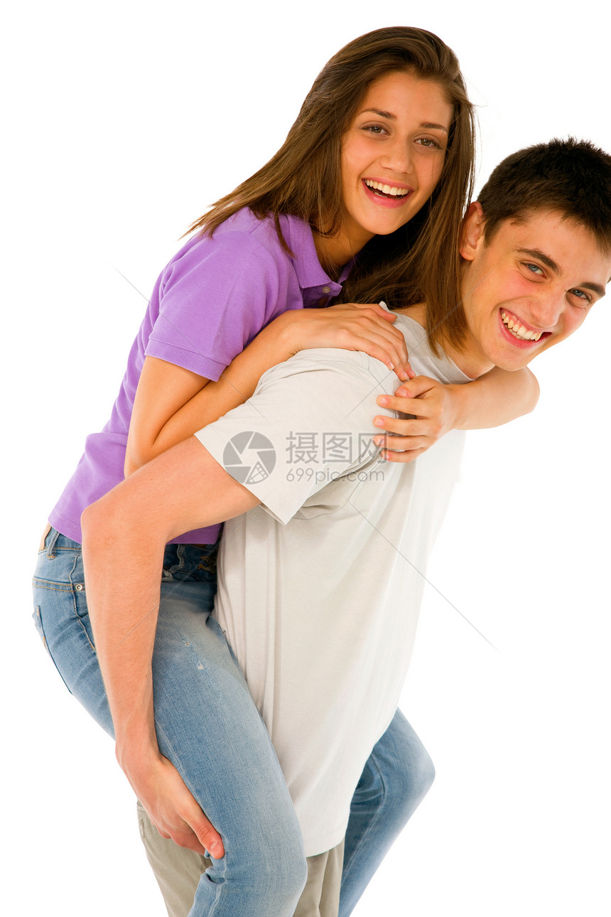 女孩携带十几岁的少年男孩恋爱拥抱长发青少年夫妻男朋友男生肩膀微笑青春期图片