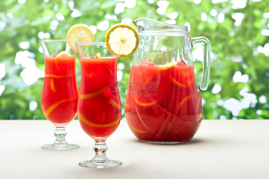 冷冻橙色柠檬桑格里亚饮料酒吧食物茶点水瓶橙子热带水壶投手水果图片