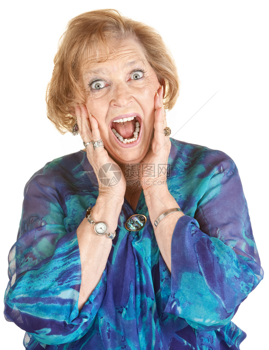 受惊吓的老年妇女图片