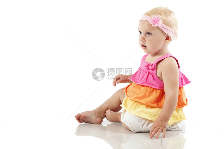 托盘器头巾白色工作室青年女儿孩子女性粉色女孩衣服图片
