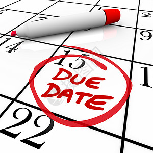 日期到期圈出怀孕或项目完成的截止日期日历背景